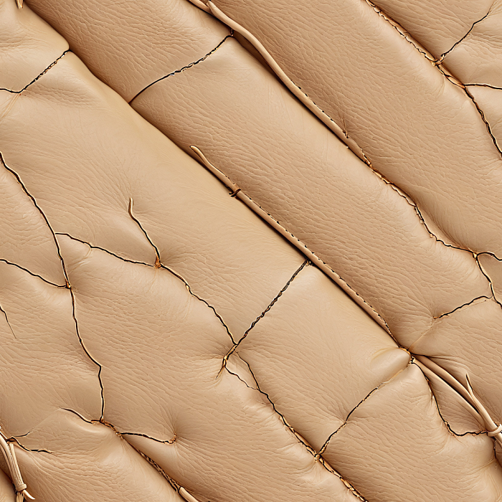 Beige Cracked Leather with Puffy Stitch Detailing seamless PBR texture preview