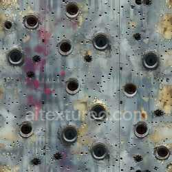 seamless Seamless 3D PBR Texture of Distressed Perforated Metal with Rust and Paint Damage texture 8k free download PBR
