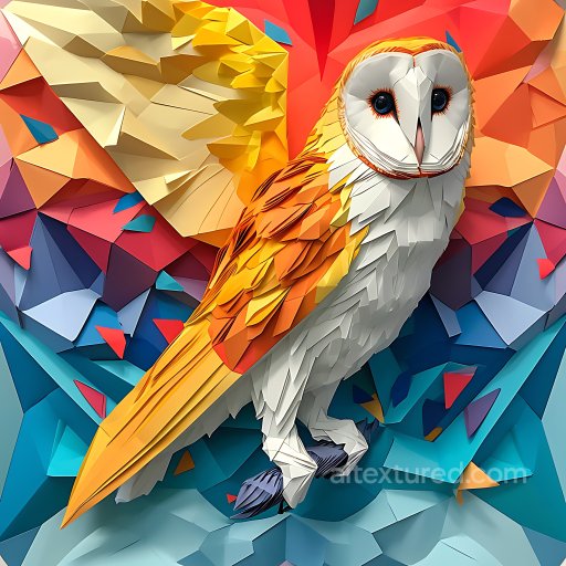Animal - Seamless 3D PBR Texture of Origami-Style Barn Owl Feathers in Vivid Colors texture preview