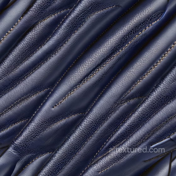 Navy Blue Quilted Leather Seamless Texture with Pebbled Grain and Stitch Detailing Leather texture preview