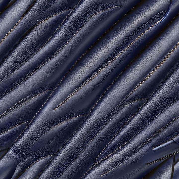Navy Blue Quilted Leather with Pebbled Grain and Stitch Detailing seamless PBR texture preview
