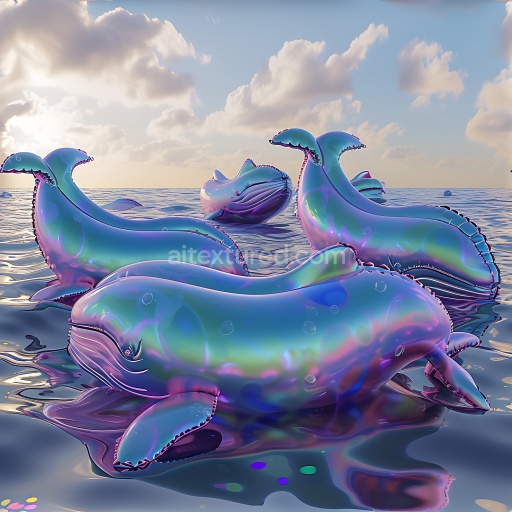 Seamless 3D Inflated Iridescent Vinyl PBR Texture with Reflective Bubble Panels