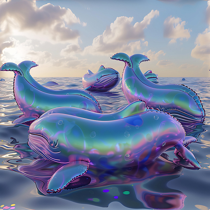 Inflated Iridescent Vinyl with Reflective Bubble Panels seamless PBR texture preview