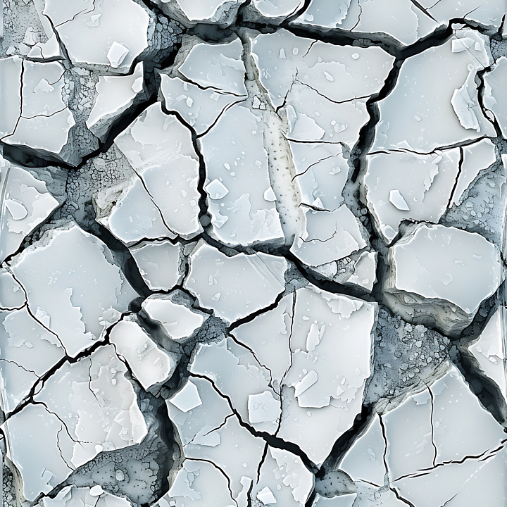 Cracked White Plaster Featuring Deep Fractures And Chipped Surfaces seamless PBR texture preview