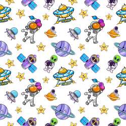 Pattern Bundle - Seamless 3D Pattern PBR Texture with Playful Cartoon Space Motifs and Bright Colors texture preview