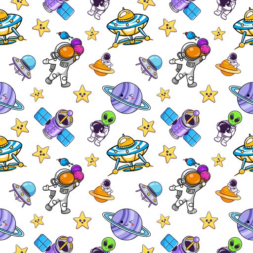 Pattern PBR Texture with Playful Cartoon Space Motifs and Bright Colors seamless Pattern Bundle PBR texture