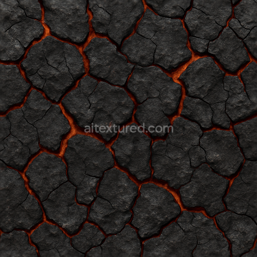 Preview — Seamless 3d texture pbr 8k fire cracked earth with charred cracks and cinder dust