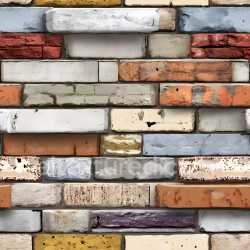 seamless Seamless 3D PBR Texture of Multicolor Cracked Brick Wall with Weathered, Chipped and Pitted Surfaces texture 8k free download PBR