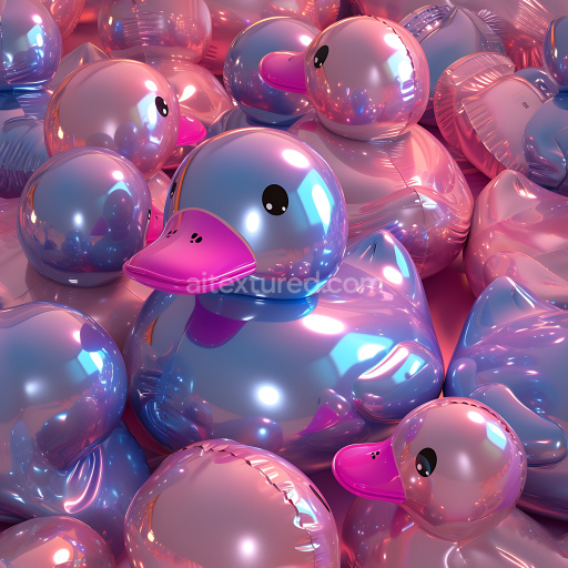 Seamless 3D Inflated Vinyl Toy Duck Balloon PBR Texture in Pink-Blue