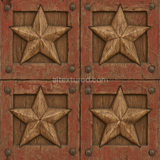 Seamless 3d texture pbr 8k carved wood with festive star shapes