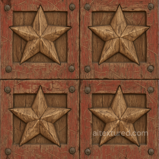 Carved Wood With Festive Star Shapes seamless Merry christmas PBR texture