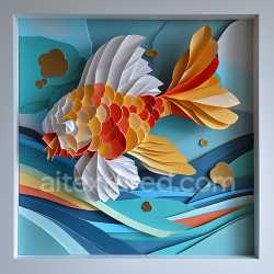 seamless Seamless 3D PBR texture featuring colorful origami koi fish scale pattern texture 8k free download PBR