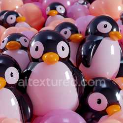 seamless Seamless 3D Inflated Vinyl Penguin Panel PBR Texture in Glossy Black, White, and Orange texture 8k free download PBR