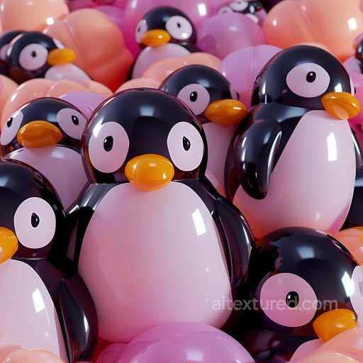 Inflated Vinyl Texture Featuring Glossy Penguin Toy Capsules seamless Inflated PBR texture