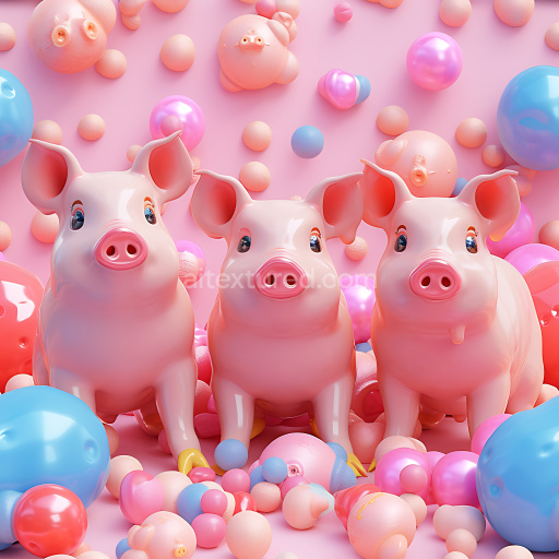 Seamless 3D Inflated Glossy Vinyl Bubble PBR Texture in Pink & Blue