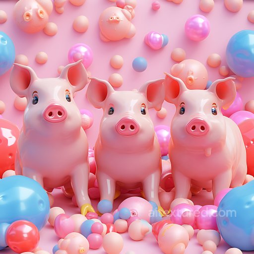 Inflated Glossy Vinyl Bubble PBR Texture in Pink & Blue seamless Inflated PBR texture
