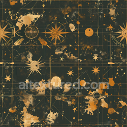 seamless Seamless 3D Celestial-Themed Stylized Camouflage PBR Texture with Golden Star Maps texture 8k free download PBR