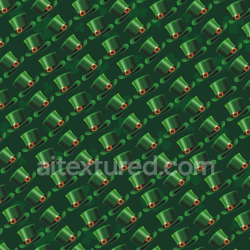 seamless Seamless 3D PBR Texture of Green Leather St Patrick Hat with Clover Pattern texture 8k free download PBR