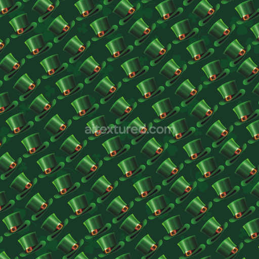 Seamless 3D PBR Texture of Green Leather St Patrick Hat with Clover Pattern