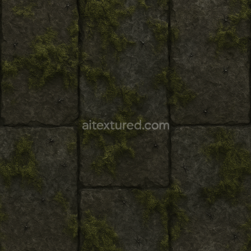 Seamless 3d texture pbr 8k mossy stone graveyard surface for Halloween
