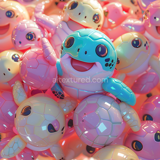 Seamless 3D Inflated Vinyl Panels Texture in Glossy Pink and Blue Tones