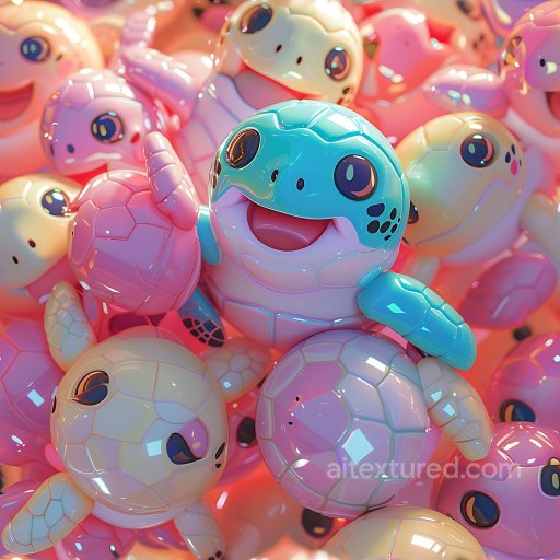 Inflated PBR Texture of Glossy Vinyl Turtle Shells in Pastel Colors seamless Inflated PBR texture