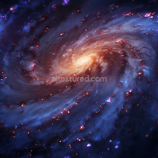 Seamless 3D PBR Spiral Galaxy Space Texture with Glowing Nebula Clouds