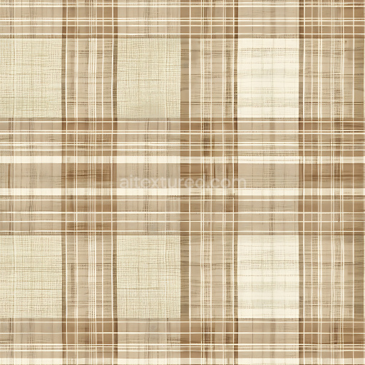 Seamless 3D PBR Texture of Beige Woven Plaid Fabric Pattern