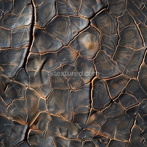 Seamless 3D PBR Texture of Cracked Vintage Brown Leather with Aged Patina