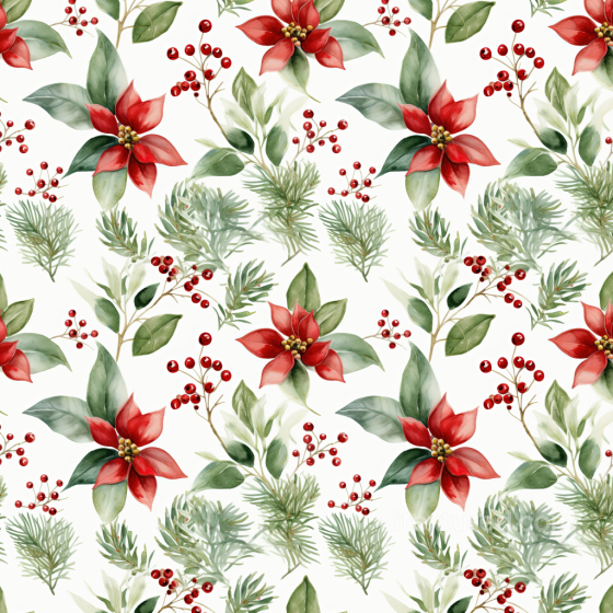 Christmas Watercolor Texture with Poinsettias & Greenery Christmas Watercolor texture preview