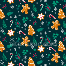 seamless Seamless 3D PBR Christmas Digital Paper Texture Featuring Gingerbread Cookies and Festive Elements texture 8k free download PBR
