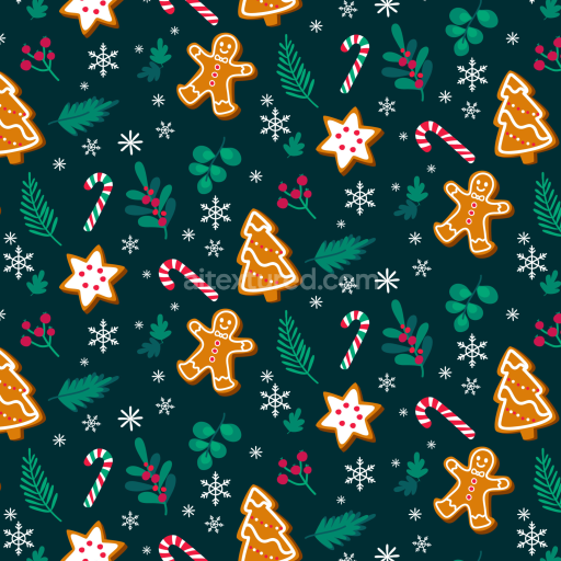 Seamless 3D PBR Christmas Digital Paper Texture Featuring Gingerbread Cookies and Festive Elements