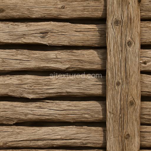 Seamless 8k 3d texture pbr split rail fence with rough wood and fence post in natural dry wood finish