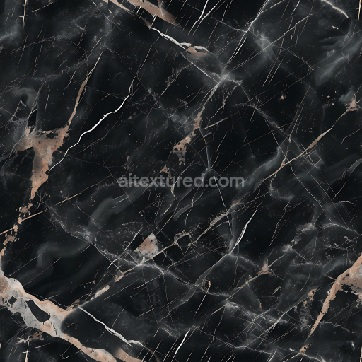 Seamless 3D Black Marble PBR Texture with Natural Gold Veins and Polished Finish