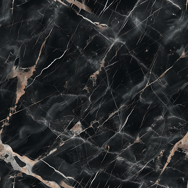 Black Marble with Natural Gold Veins and Polished Finish seamless PBR texture preview