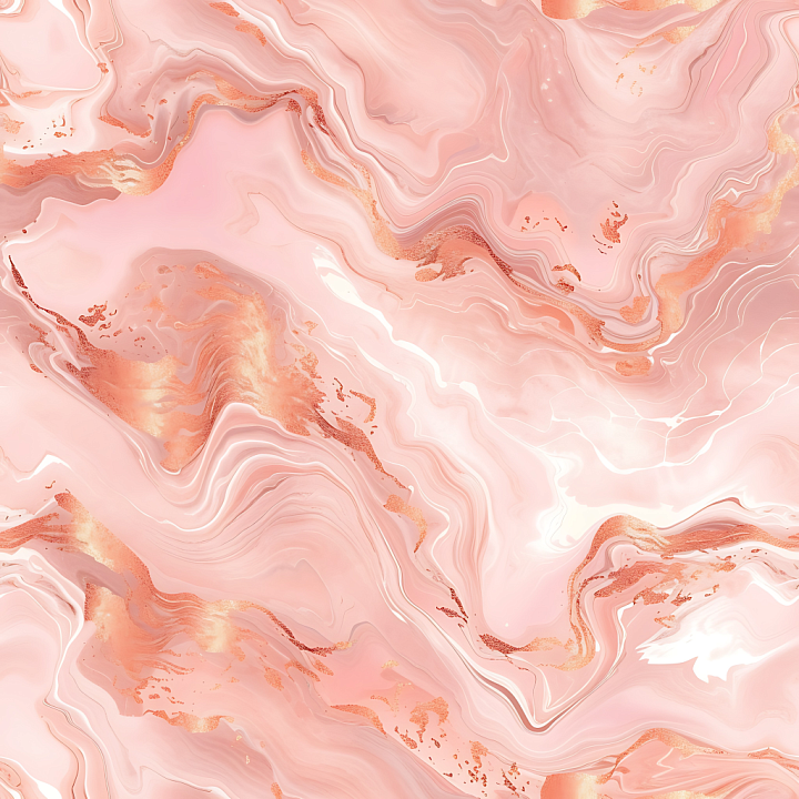 Blush Pink Marble with Copper Swirling Veins seamless PBR texture preview