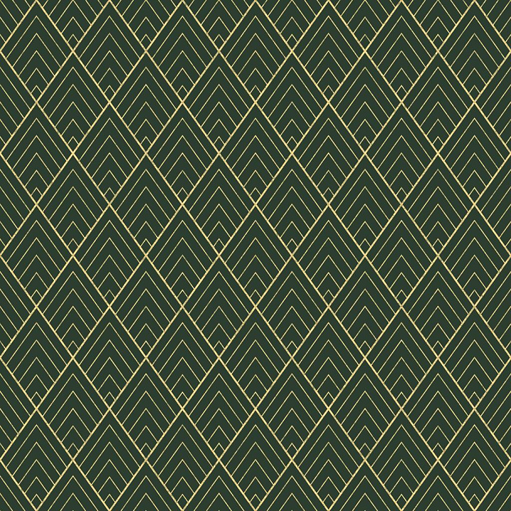 Green Wallpaper with Shiny Diamond Golden Pattern seamless PBR texture preview