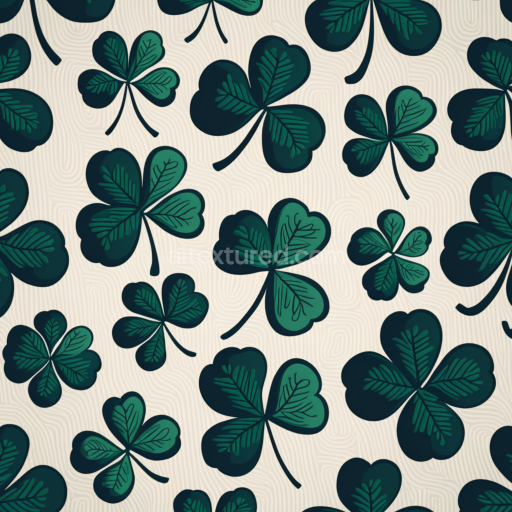 Seamless 3D PBR Texture with Green Shamrock Clover Pattern on Beige Background