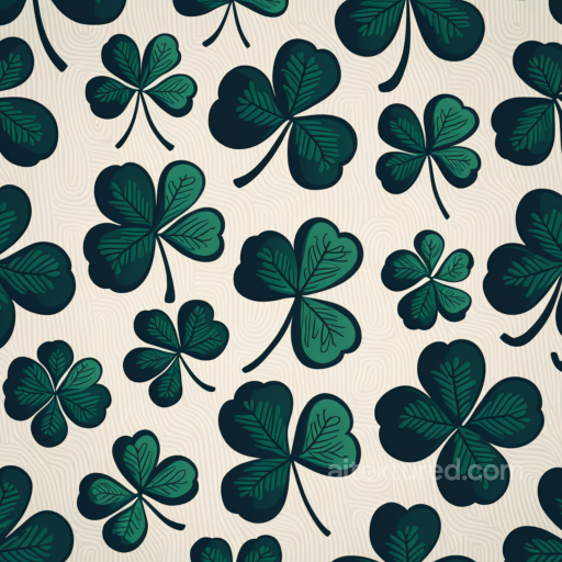 with Green Shamrock Clover Pattern on Beige Background seamless St patrick digital paper bundle PBR texture