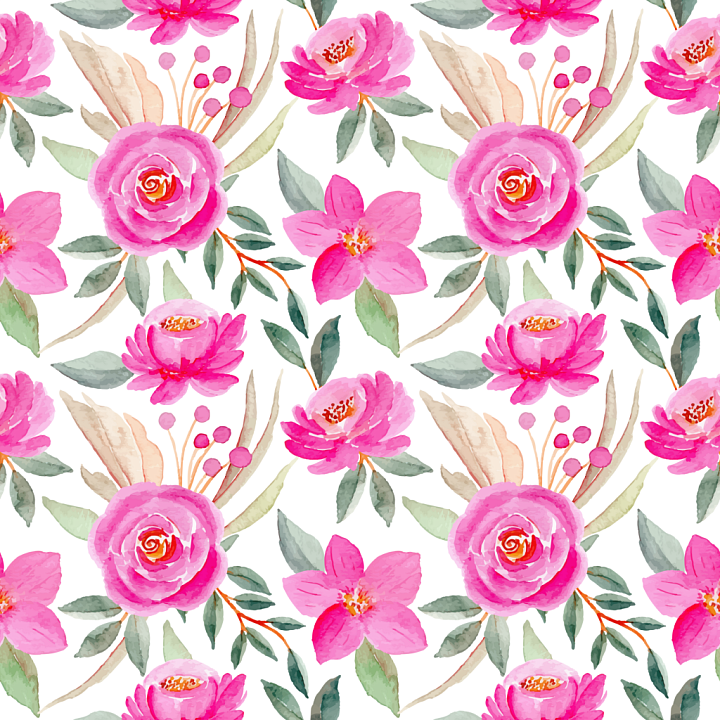 featuring Hand-painted Pink Flower Watercolor Pattern seamless PBR texture preview