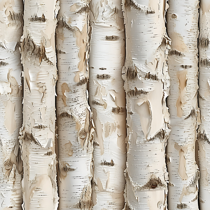 Birch Bark Wood with Peeling White Bark and Natural Knots seamless PBR texture preview