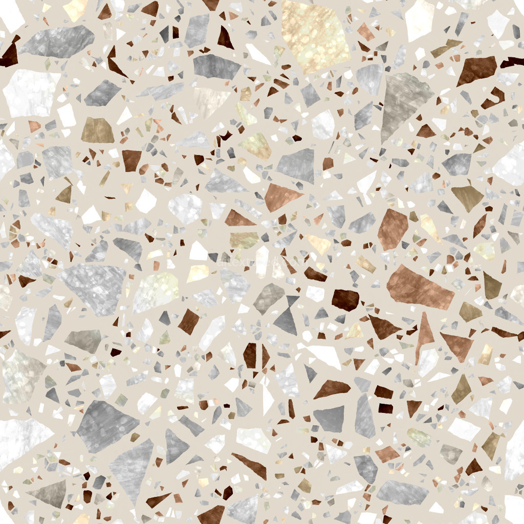Seamless terrazzo PBR texture with various stone colors