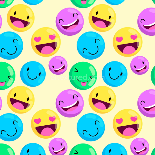 Preview — Seamless 3D PBR Texture of Glossy Colorful Happy Face Pattern