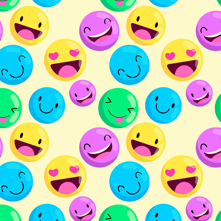 Glossy Colorful Happy Face Pattern seamless PBR texture preview