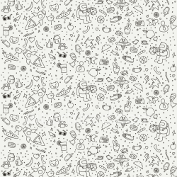 seamless Seamless White & Black Cartoon Doodle 3D PBR Texture with Space and Everyday Icons texture 8k free download PBR