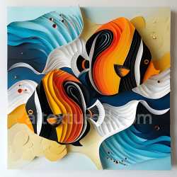 seamless Seamless 3D PBR Texture Featuring Vibrant Orange and Black Butterfly Fish Pattern texture 8k free download PBR