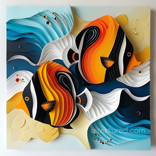 Animal - Seamless 3D PBR Texture Featuring Vibrant Orange and Black Butterfly Fish Pattern texture preview