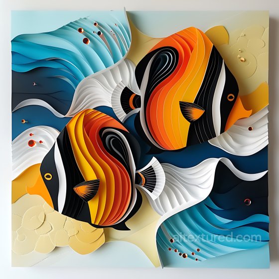 Featuring Vibrant Orange and Black Butterfly Fish Pattern Animal texture preview