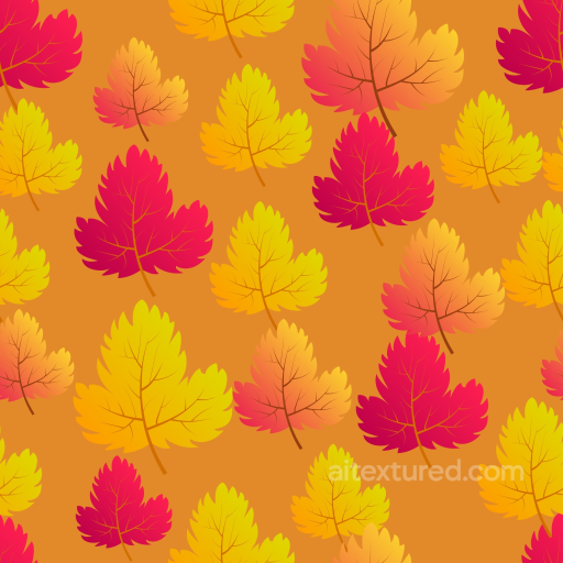 Vibrant Autumn Leaves Pattern on Orange Background Seamless Texture seamless Autumn Leaves  PBR texture