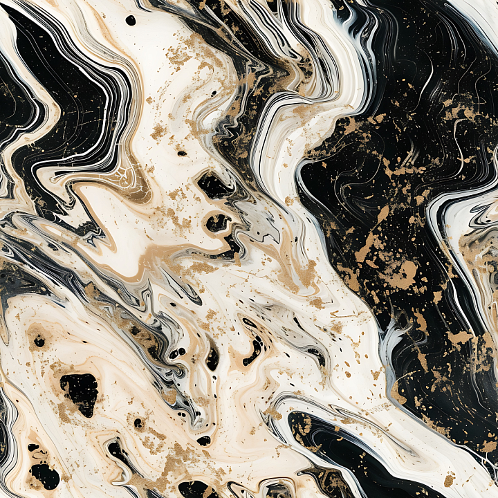 Champagne and Black Marble with Bold Veins & Gold Speckles seamless PBR texture preview
